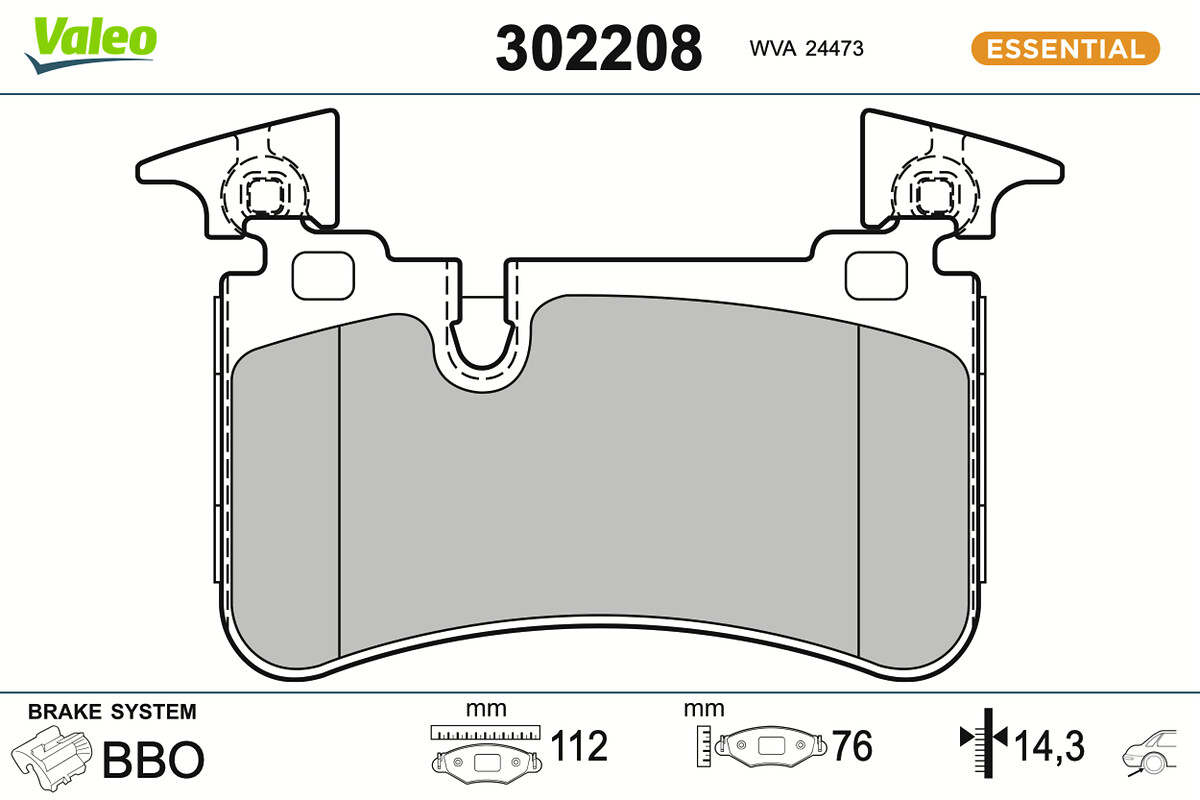 Jogo de 4 pastilhas de travão VALEO ref. 302208